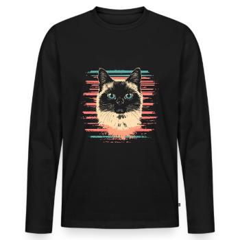 Chat Birman Vintage - T-shirt manches longues Premium bio Homme - noir - Devant - Nico (187cm)