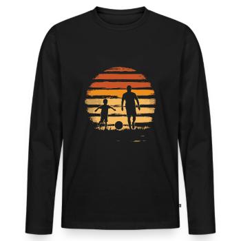 Vater und Sohn Fußball vintage - Männer Premium Bio Langarmshirt - Schwarz - Vorne - Nico (187cm)