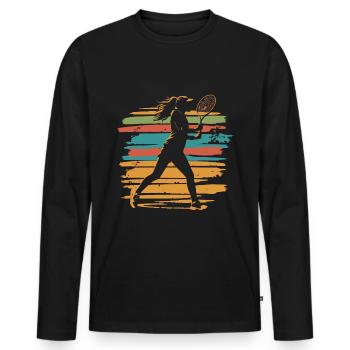 Tennis Women Vintage Tennis Player Mother's Day - Men's Premium Organic Long Sleeve Shirt - black - Front - Nico (187cm)