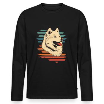 Samoyed Vintage Portrait - Men's Premium Organic Long Sleeve Shirt - black - Front - Nico (187cm)
