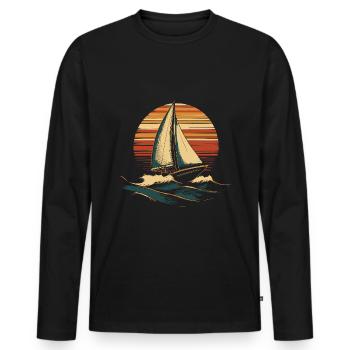 Segelboot Vintage - Männer Premium Bio Langarmshirt - Schwarz - Vorne - Nico (187cm)