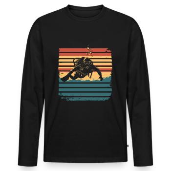 Scuba Diving Diving Diver Vintage - Men's Premium Organic Long Sleeve Shirt - black - Front - Nico (187cm)