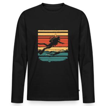 Scuba Diving Diving Diver Vintage - Men's Premium Organic Long Sleeve Shirt - black - Front - Nico (187cm)