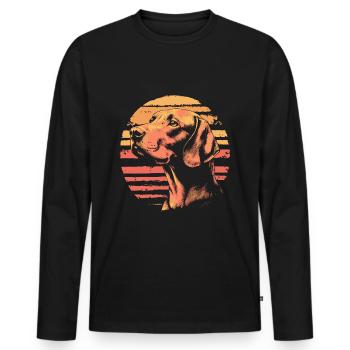 Vizsla Vintage - Männer Premium Bio Langarmshirt - Schwarz - Vorne - Nico (187cm)