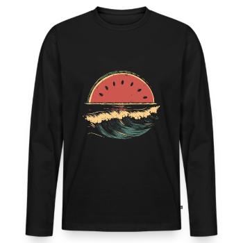 Watermelon Sea Beach Summer - Men's Premium Organic Long Sleeve Shirt - black - Front - Nico (187cm)