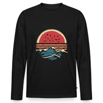 Watermelon Sea Beach Summer - Men's Premium Organic Long Sleeve Shirt - black - Front - Nico (187cm)