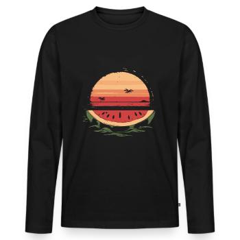 Watermelon Sea Beach Summer - Men's Premium Organic Long Sleeve Shirt - black - Front - Nico (187cm)