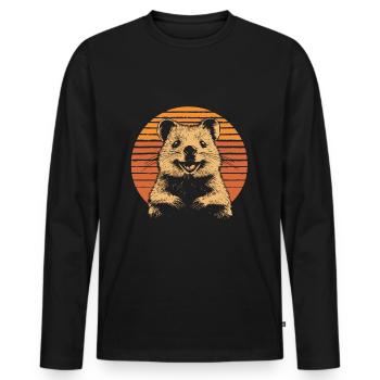 Quokka vintage rieur - T-shirt manches longues Premium bio Homme - noir - Devant - Nico (187cm)