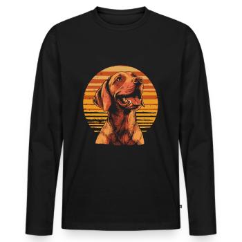 Vizsla Vintage - Männer Premium Bio Langarmshirt - Schwarz - Vorne - Nico (187cm)
