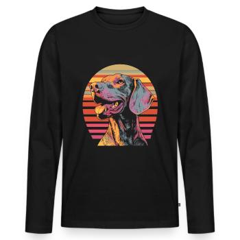 Weimaraner Vintage - Männer Premium Bio Langarmshirt - Schwarz - Vorne - Nico (187cm)