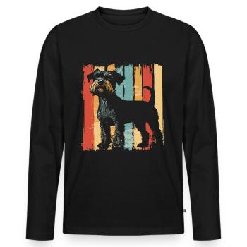 Schnauzer Chien Vintage - T-shirt manches longues Premium bio Homme - noir - Devant - Nico (187cm)