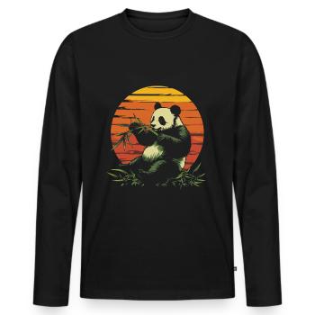 Le panda mange du bambou vintage - T-shirt manches longues Premium bio Homme - noir - Devant - Nico (187cm)