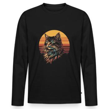 Norwegische Waldkatze Vintage - Männer Premium Bio Langarmshirt - Schwarz - Vorne - Nico (187cm)