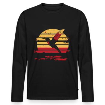 Hummingbird Silhouette Vintage Sunset - Men's Premium Organic Long Sleeve Shirt - black - Front - Nico (187cm)