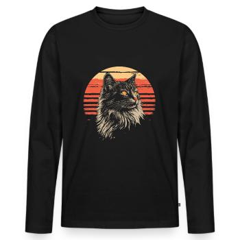 Norwegische Waldkatze Vintage - Männer Premium Bio Langarmshirt - Schwarz - Vorne - Nico (187cm)