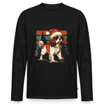 Cool Cavalier King Charles Épagneul Noël - T-shirt manches longues Premium bio Homme - noir - Devant - Nico (187cm)