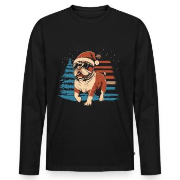 Cool bouledogue anglais Noël - T-shirt manches longues Premium bio Homme - noir - Devant - Nico (187cm)
