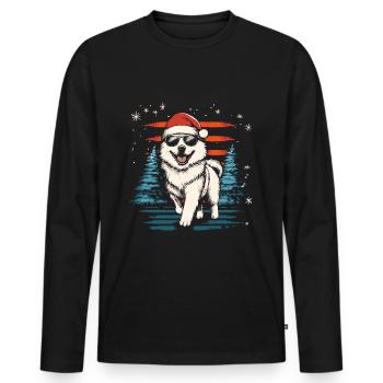 Cool Samoyède de Noël - T-shirt manches longues Premium bio Homme - noir - Devant - Nico (187cm)