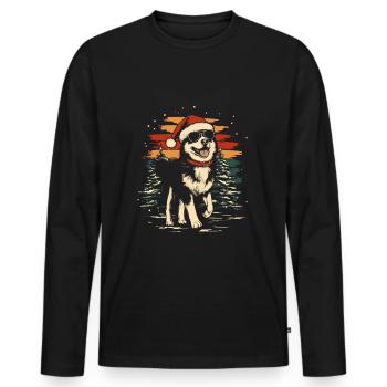 Husky cool à Noël - T-shirt manches longues Premium bio Homme - noir - Devant - Nico (187cm)