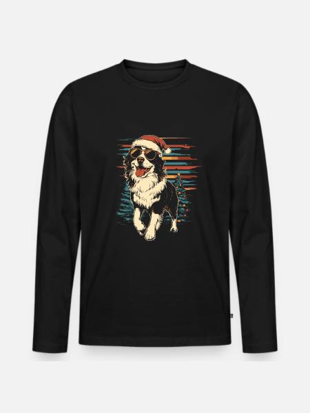 Cool Australian Shepherd Christmas - Men's Premium Organic Long Sleeve Shirt - black