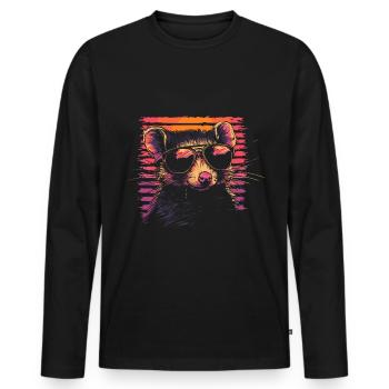 Possum with sunglasses vintage - Men's Premium Organic Long Sleeve Shirt - black - Front - Nico (187cm)