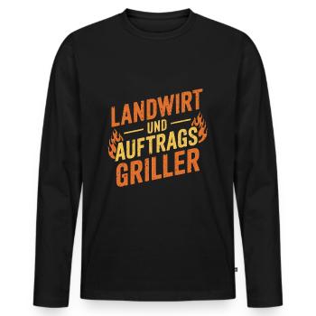 Landwirt und Auftragsgriller - Männer Premium Bio Langarmshirt - Schwarz - Vorne - Nico (187cm)
