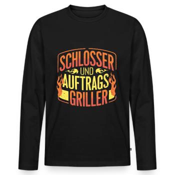Schlosser und Auftragsgriller - Männer Premium Bio Langarmshirt - Schwarz - Vorne - Nico (187cm)