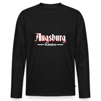 Augsburg - Männer Premium Bio Langarmshirt - Schwarz - Vorne - Nico (187cm)