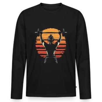 Weight training weightlifting woman vintage silhouette - Men's Premium Organic Long Sleeve Shirt - black - Front - Nico (187cm)
