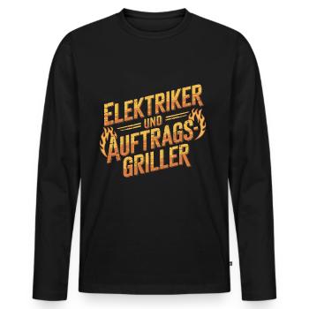 Elektriker und Auftragsgriller - Männer Premium Bio Langarmshirt - Schwarz - Vorne - Nico (187cm)