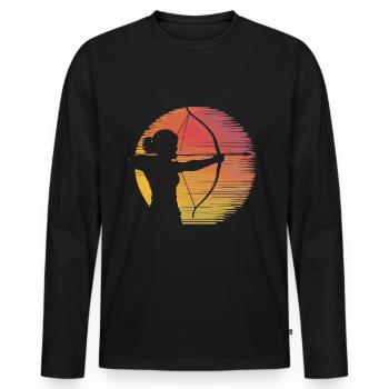 Bogenschützin vintage silhouette - Männer Premium Bio Langarmshirt - Schwarz - Vorne - Nico (187cm)