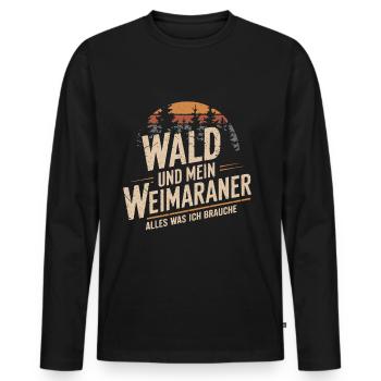 Wald und mein Weimaraner - Männer Premium Bio Langarmshirt - Schwarz - Vorne - Nico (187cm)
