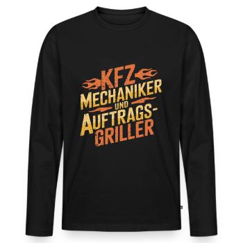 KFZ Mechaniker Grillen BBQ Spruch - Männer Premium Bio Langarmshirt - Schwarz - Vorne - Nico (187cm)