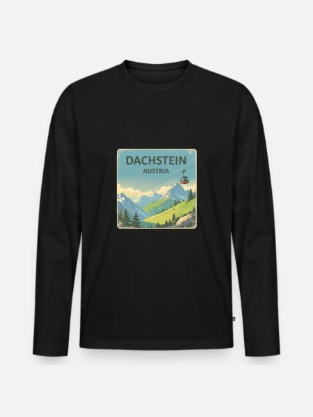 Dachstein - Männer Premium Bio Langarmshirt - Schwarz