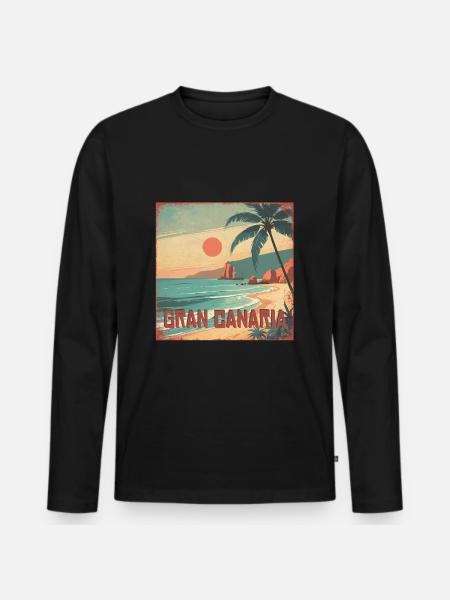 Gran Canaria - Männer Premium Bio Langarmshirt - Schwarz