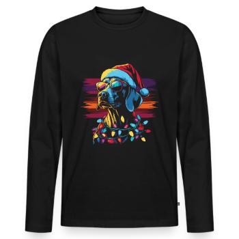 Cooler Weimaraner an Weihnachten - Männer Premium Bio Langarmshirt - Schwarz - Vorne - Nico (187cm)