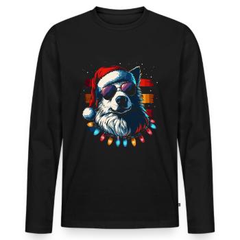 Samoyed Christmas Sunglasses - Men's Premium Organic Long Sleeve Shirt - black - Front - Nico (187cm)