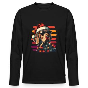 Weimaraner Weihnachtsmütze und Sonnenbrille - Männer Premium Bio Langarmshirt - Schwarz - Vorne - Nico (187cm)