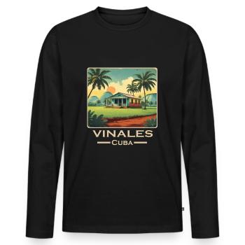 Vinales Cuba alternative retro - Men's Premium Organic Long Sleeve Shirt - black - Front - Nico (187cm)
