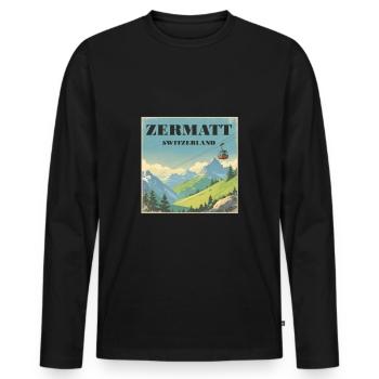 Zermatt - Men's Premium Organic Long Sleeve Shirt - black - Front - Nico (187cm)