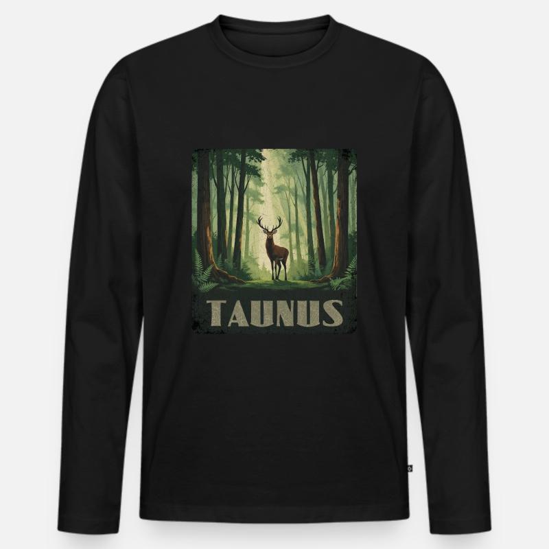 Taunus Hirsch - Männer Premium Bio Langarmshirt - Schwarz