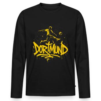 Fußball Dortmund - Männer Premium Bio Langarmshirt - Schwarz - Vorne - Nico (187cm)