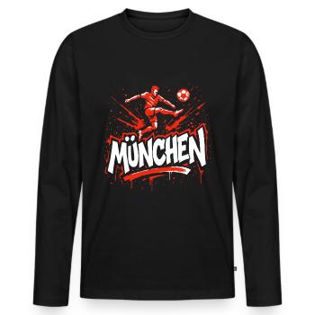 München Fußball Fan - Männer Premium Bio Langarmshirt - Schwarz - Vorne - Nico (187cm)