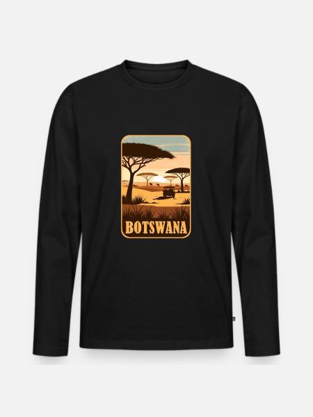 Botswana Afrika Safari - Männer Premium Bio Langarmshirt - Schwarz