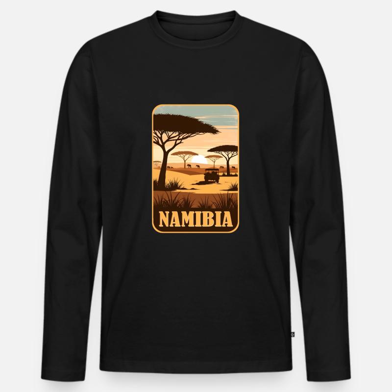 Namibia Afrika Safari - Männer Premium Bio Langarmshirt - Schwarz