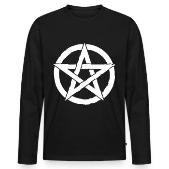Pentagram for Atheists and Satanists or Goths - Men's Premium Organic Long Sleeve Shirt - black - Front - Nico (187cm)