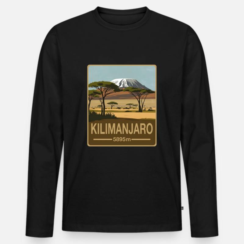 Kilimanscharo - Männer Premium Bio Langarmshirt - Schwarz