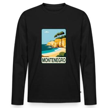 Monténégro - T-shirt manches longues Premium bio Homme - noir - Devant - Nico (187cm)