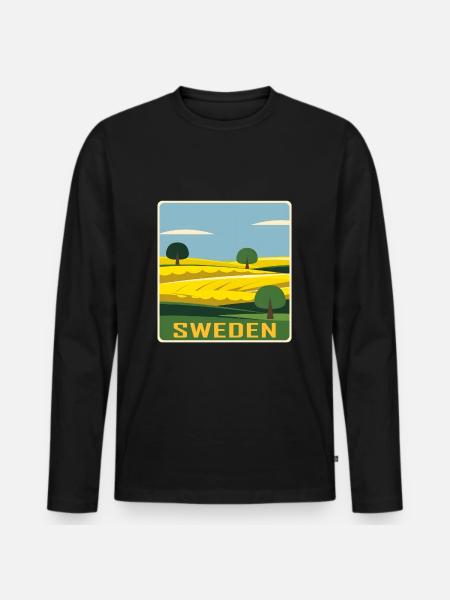 Schweden - Männer Premium Bio Langarmshirt - Schwarz