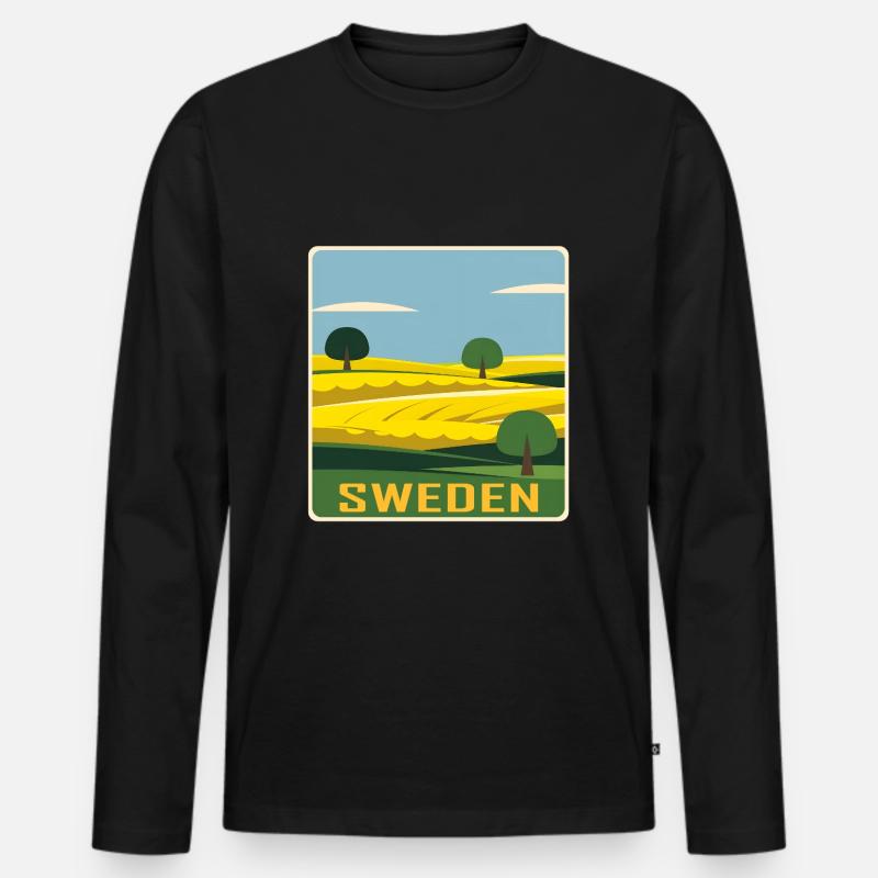 Schweden - Männer Premium Bio Langarmshirt - Schwarz